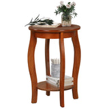 15 Inch 2-Tier Round End Table with Storage Shelf
