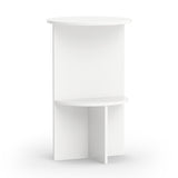 2-Tier Round Side Table with Storage Shelf for Small Space-White