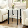 2-Tier Square End Table with Shelf and Clear Tempered Glass Top