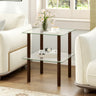 2-Tier Square End Table with Shelf and Clear Tempered Glass Top
