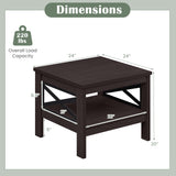 2-Tier Square Side Table with Storage Shelf and X-Frame for Bedroom Living Room