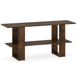 2-Tier TV Stand with Storage for TVs up to 55 Inch Console Table with Open Shelf-Rustic Brown