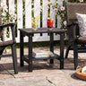 2-Tier Wood Patio End Table with Slatted Tabletop and Storage Shelf for Backyard