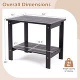 2-Tier Wood Patio End Table with Slatted Tabletop and Storage Shelf for Backyard
