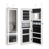 Mirrored Jewelry Armoire with Full Length Mirror and 2 Internal LED Lights