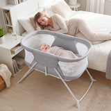 1 Baby Bassinet with Rocking Motion Foldable Bedside Sleeper with Breathable Mesh