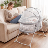 1 Baby Bassinet with Rocking Motion Foldable Bedside Sleeper with Breathable Mesh
