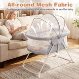 1 Baby Bassinet with Rocking Motion Foldable Bedside Sleeper with Breathable Mesh
