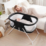 1 Baby Bassinet with Rocking Motion Foldable Bedside Sleeper with Breathable Mesh