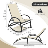 2-in-1 Outdoor Rocking Chair with 4-Position Adjustable Backrest for Patio Porch Poolside