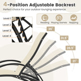 2-in-1 Outdoor Rocking Chair with 4-Position Adjustable Backrest for Patio Porch Poolside