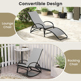2-in-1 Outdoor Rocking Chair with 4-Position Adjustable Backrest for Patio Porch Poolside