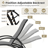 2-in-1 Outdoor Rocking Chair with 4-Position Adjustable Backrest for Patio Porch Poolside