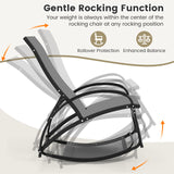 2-in-1 Outdoor Rocking Chair with 4-Position Adjustable Backrest for Patio Porch Poolside