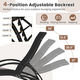 2-in-1 Outdoor Rocking Chair with 4-Position Adjustable Backrest for Patio Porch Poolside