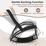 2-in-1 Outdoor Rocking Chair with 4-Position Adjustable Backrest for Patio Porch Poolside