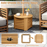 2-in-1 Outdoor Side Table with Storage Acacia Wood Slatted Coffee Table Square Slatted End Storage Box