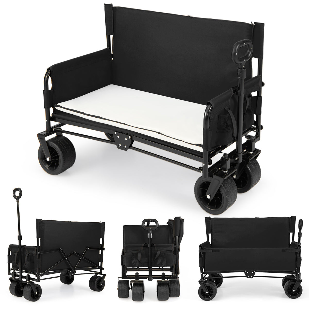 2-in-1 Wagon Bench Seat Combo Collapsible Beach Cart