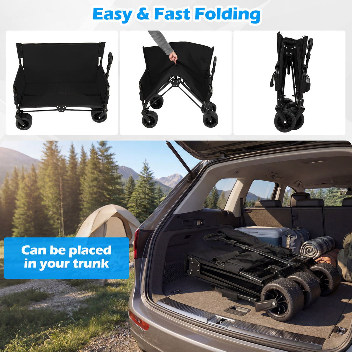 2-in-1 Wagon Bench Seat Combo Collapsible Beach Cart