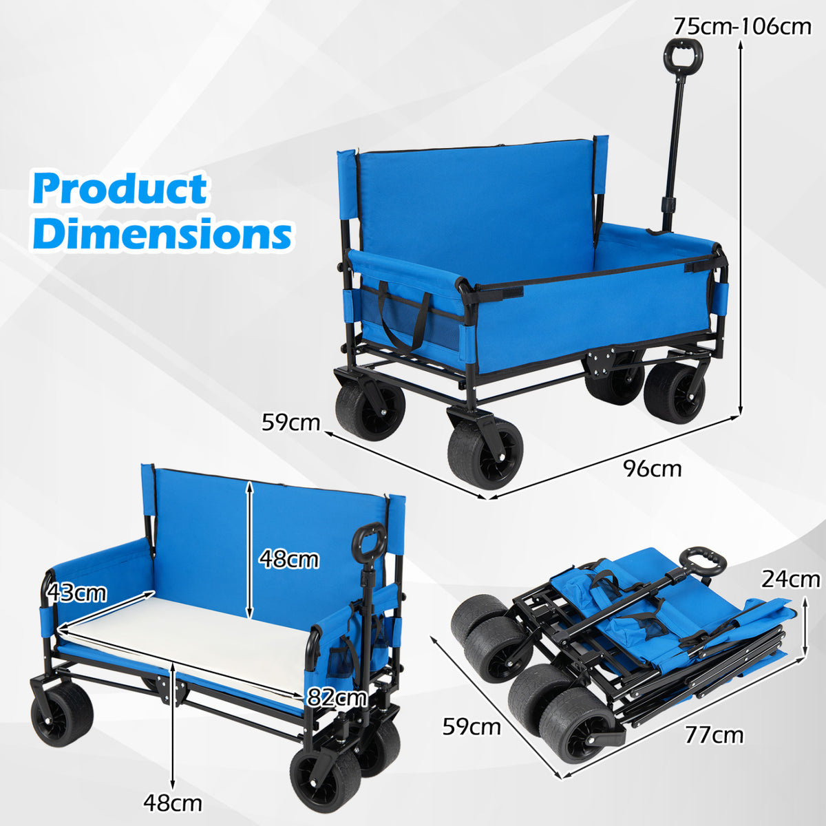 2-in-1 Wagon Bench Seat Combo Collapsible Beach Cart