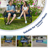 2-Person Rocking Loveseat with Mesh Fabric and Tempered Glass Table