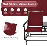 2-Person Rocking Loveseat with Mesh Fabric and Tempered Glass Table