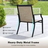 2 Piece Patio Dining Chairs Large Outdoor Chairs with Breathable Seat and Metal Frame