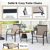 2 Piece Patio Dining Chairs Large Outdoor Chairs with Breathable Seat and Metal Frame