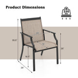 2 Piece Patio Dining Chairs Large Outdoor Chairs with Breathable Seat and Metal Frame