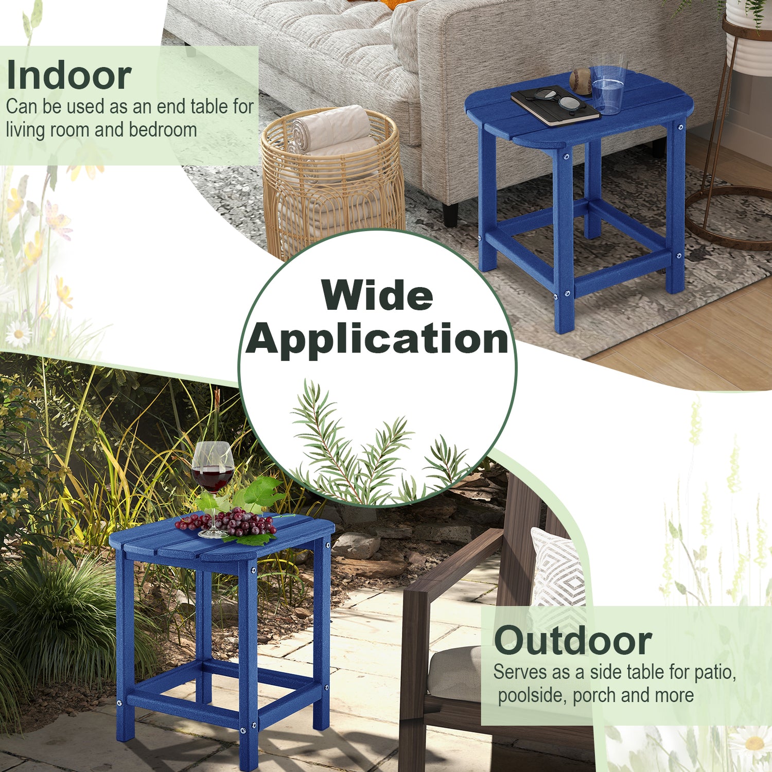 2-Pieces18 Inches Adirondack Outdoor Side Table for Patio and Garden
