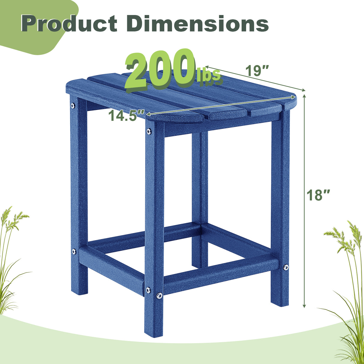 2-Pieces18 Inches Adirondack Outdoor Side Table for Patio and Garden
