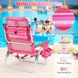 2-Pack Folding Backpack Beach Chair 5-Position Outdoor Reclining Chairs with Pillow