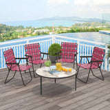 2 Pieces Folding Beach Chair Camping Lawn Webbing Chair