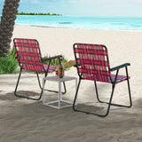 2 Pieces Folding Beach Chair Camping Lawn Webbing Chair