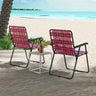 2 Pieces Folding Beach Chair Camping Lawn Webbing Chair