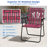 2 Pieces Folding Beach Chair Camping Lawn Webbing Chair