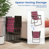 2 Pieces Folding Beach Chair Camping Lawn Webbing Chair