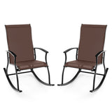2 Pieces Outdoor Rocking Chairs with Breathable Backrest