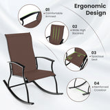 2 Pieces Outdoor Rocking Chairs with Breathable Backrest