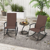 2 Pieces Outdoor Rocking Chairs with Breathable Backrest