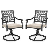 2 Pack Swivel Outdoor Chairs with Soft Cushions and Round Steel Base