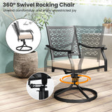 2 Pack Swivel Outdoor Chairs with Soft Cushions and Round Steel Base