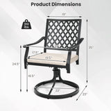2 Pack Swivel Outdoor Chairs with Soft Cushions and Round Steel Base