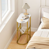 2-tier Oval Narrow Bedside End Table