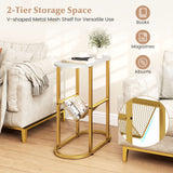 2-tier Oval Narrow Bedside End Table