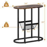 2-tier Oval Narrow Bedside End Table