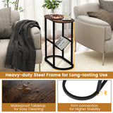 2-tier Oval Narrow Bedside End Table