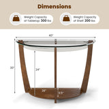 2-tier Tempered Glass Console Table with Clear Glass Top and Open Shelf