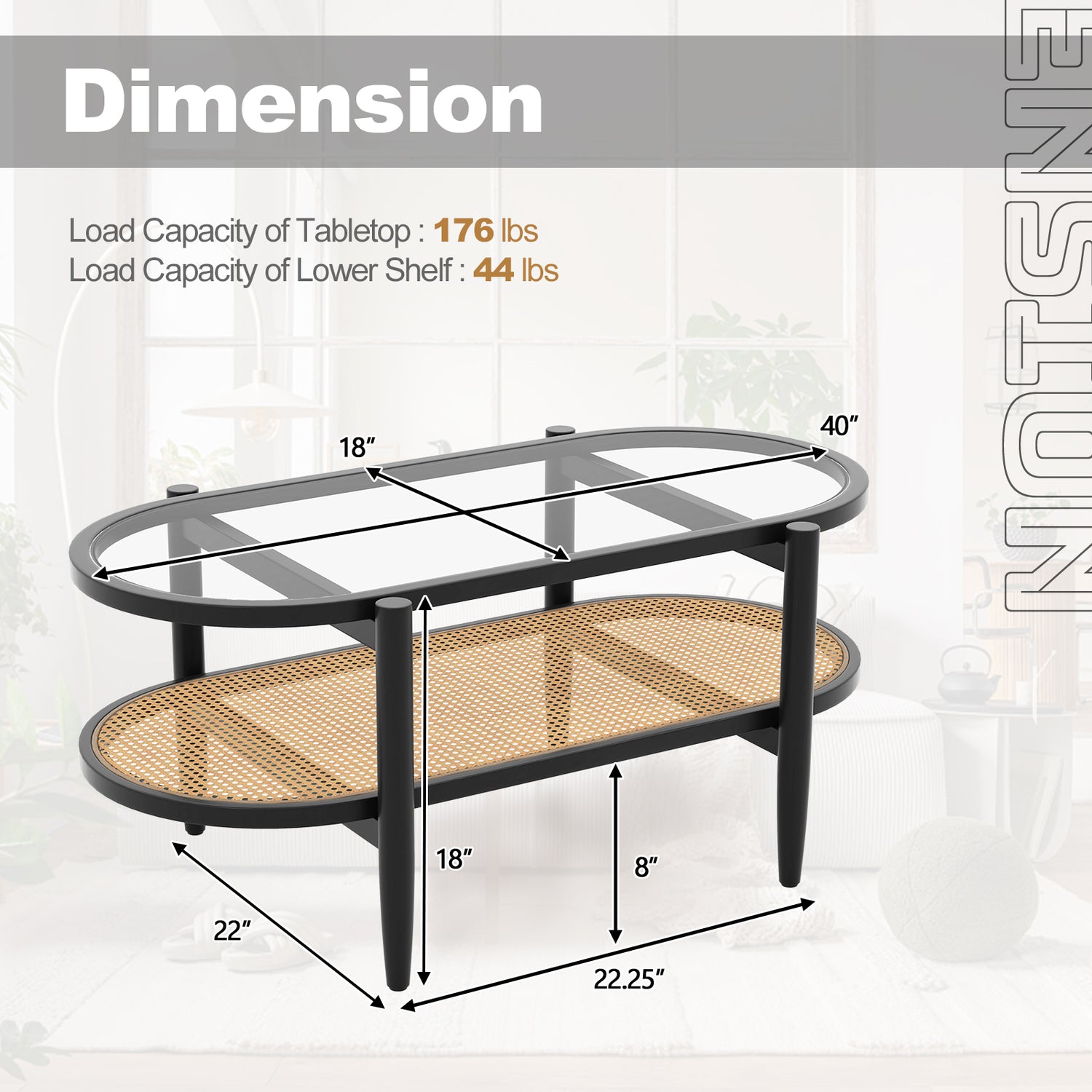 2-Tier Coffee Table with Tempered Glass Tabletop and Acacia Wood Frame