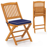 Outdoor Folding Chairs with Seat Cushions Set of 2